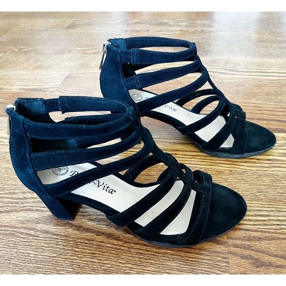 BELLA Vita Womens Y2EB Suede Open Toe Casual Heeled Sandals Black sz(6.5) - Picture 3 of 9